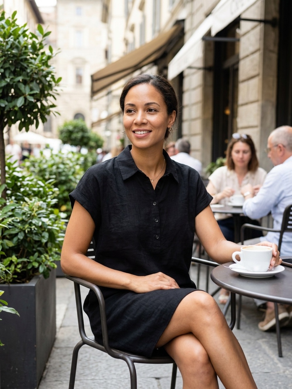 Classic Black Cotton Shirt Dress - Women’s L